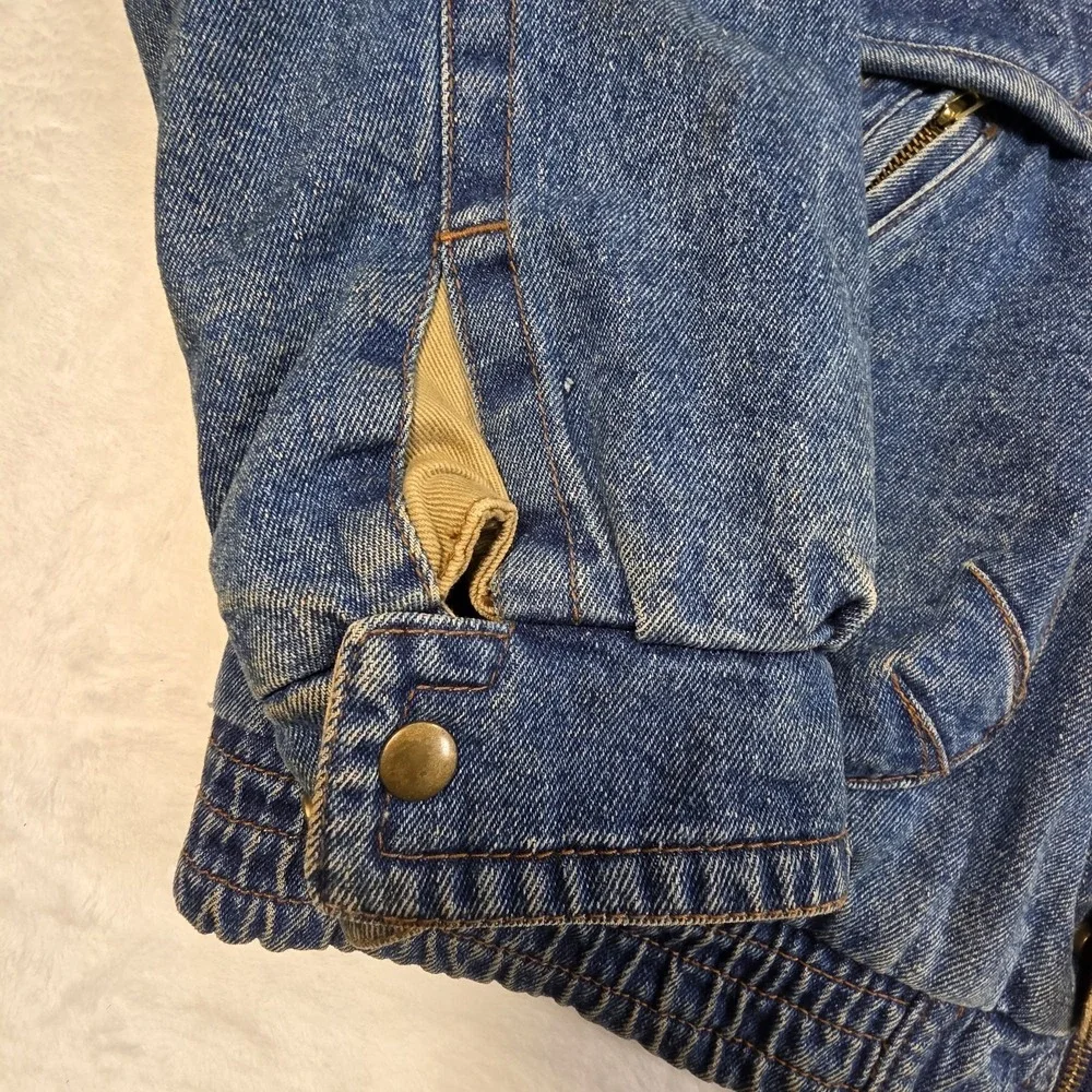 Vintage 90s Denim Lined Bomber Jacket‎ Size XL Unbranded Zip/snaps